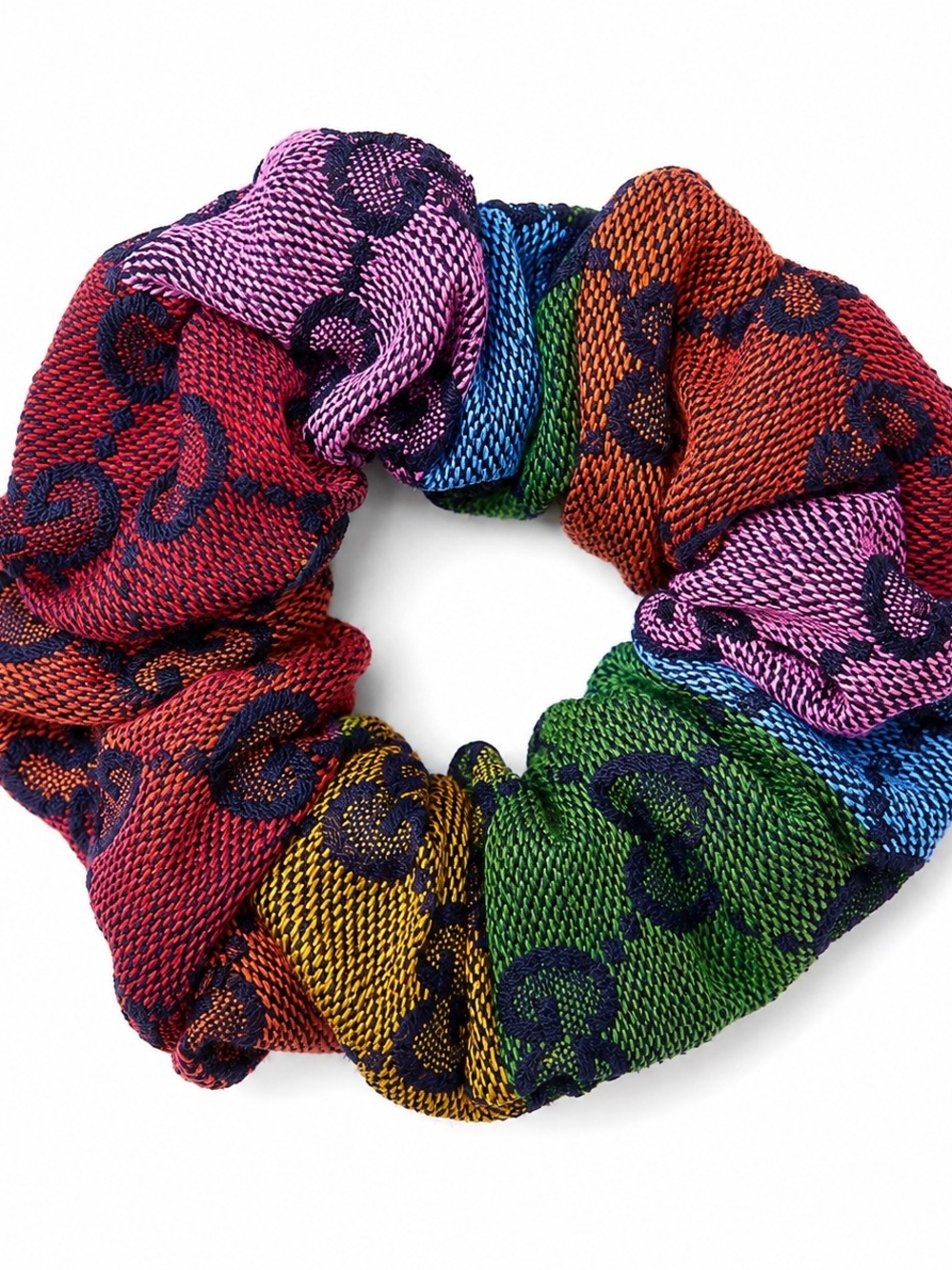 Multicolor Logo-Pattern Satin Scrunchie - Women Accessories